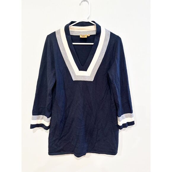 Tory burch cicada wool tunic sweater navy - Picture 2 of 5